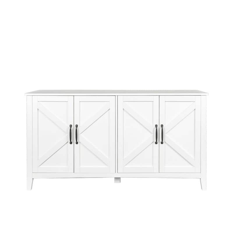 59" Freestanding Storage Cabinet with 4 Doors Buffet/Sideboard - White