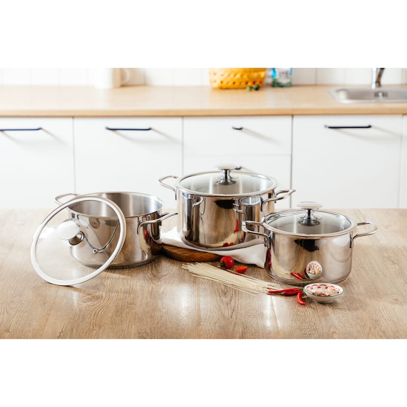 Prime Cook 18/10 Stainless Steel Soup Pot with Lid (3 sizes)