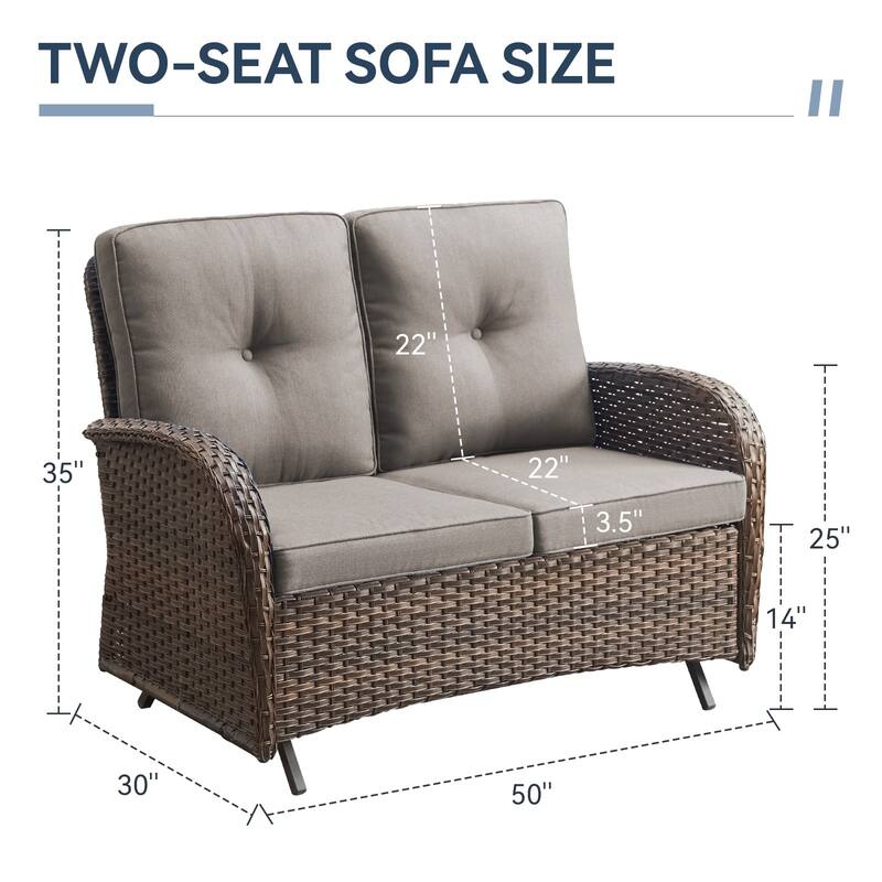 Gymojoy Stylish Patio Loveseat Glider Sofa with Cushions