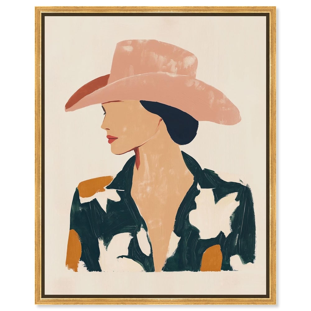 Woman in the Pink Hat Canvas by Art Remedy