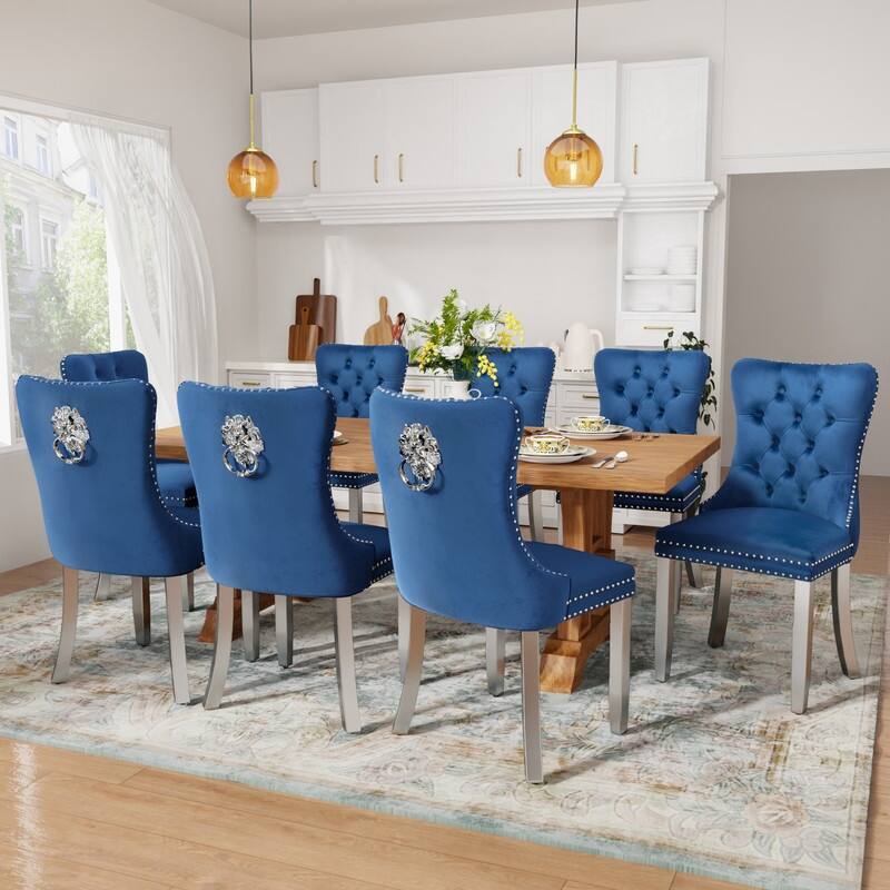Contemporary Velvet Upholstered Dining Chair Set of 4
