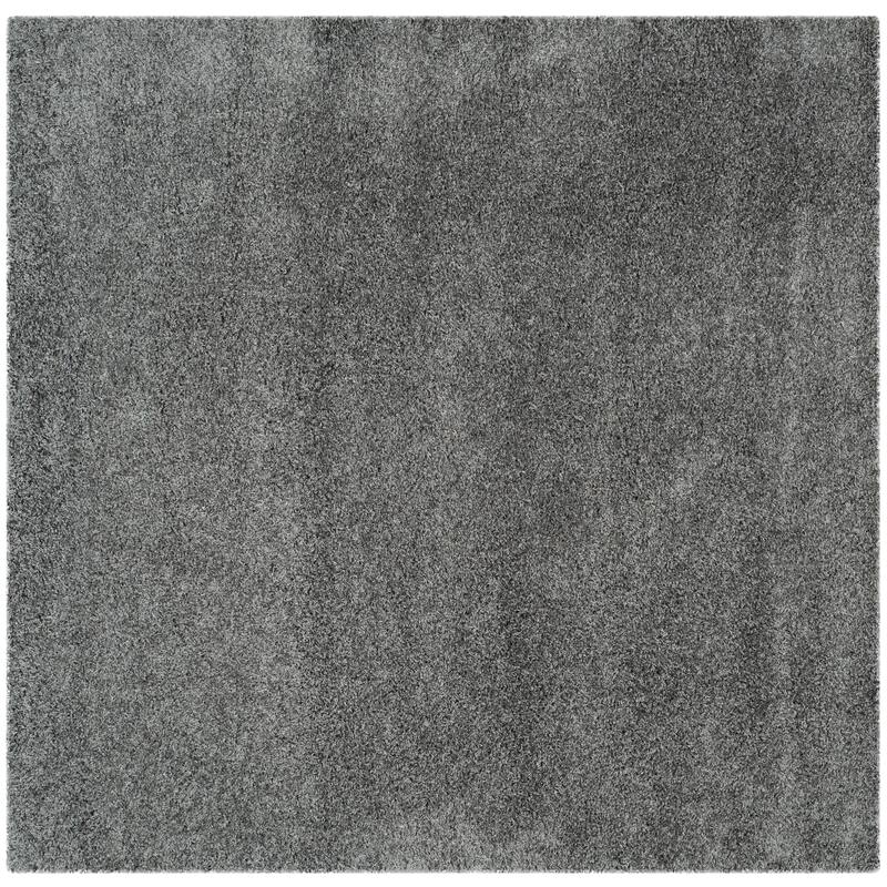 SAFAVIEH Laguna Shag Verdiana Solid Color 2-inch Thick Rug. - 6'7" Square - Dark Grey - Square