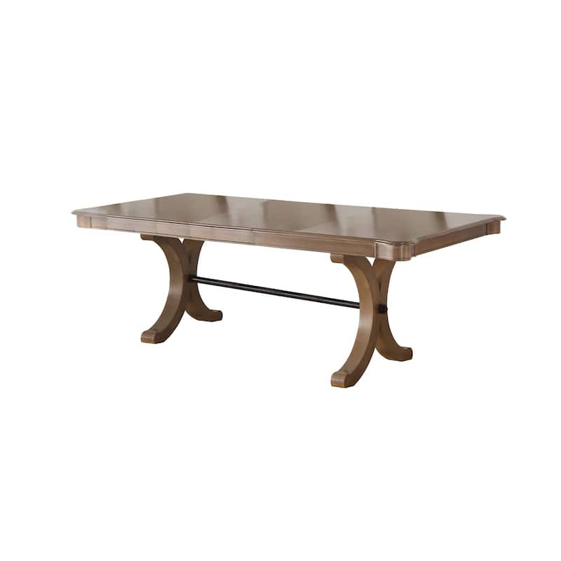 Transitional Extendable Wooden Dining Table with Trestle Base, Brown