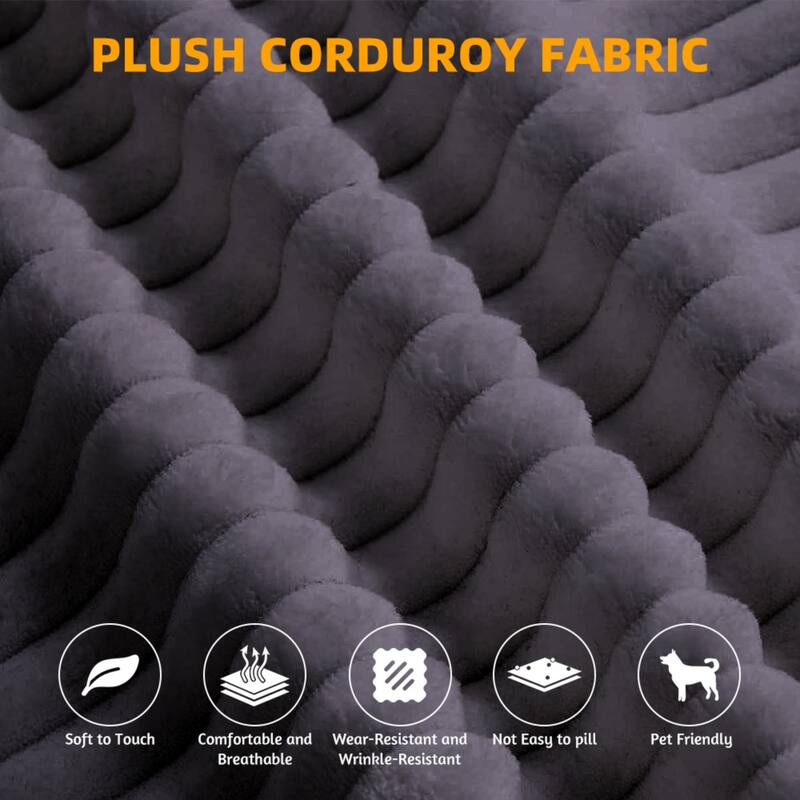 78.7 Inch Convertible Floor Sofa Bed, Plush Corduroy Sleeper Couch with Blanket and 2 Pillows, Deep Seat