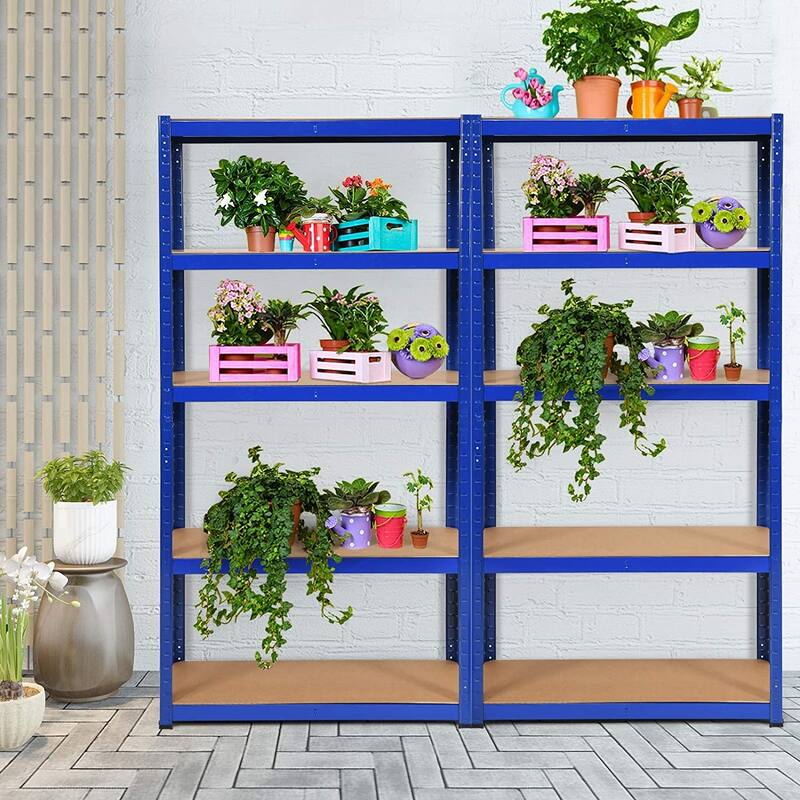 Set of 2 Navy 5-Tier Adjustable Storage Shelf Rack Heavy Duty Garage Utility Room Organizer - 36" x 16" x 72" (L x W x H)