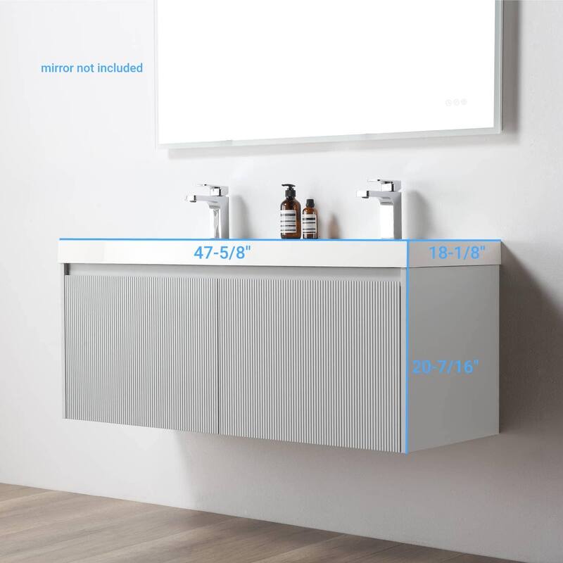 Blossom Positano 48" Floating Double Sink Vanity with Acrylic Top