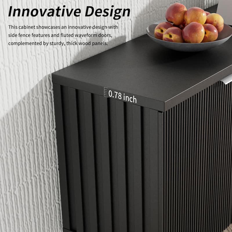 68" Mid-century TV Stand Entertainment Center with Adjustable Shelves 4 Doors & LED Light