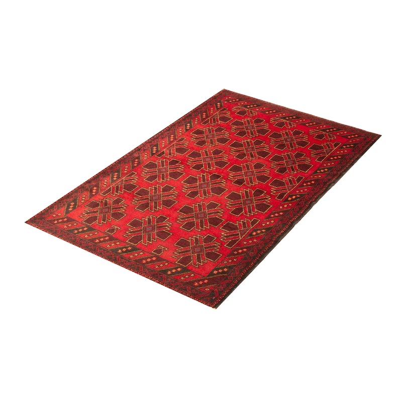 ECARPETGALLERY Hand-knotted Baluch Red Wool Rug - 4'0 x 5'11