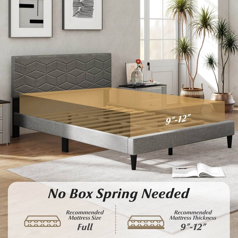 Costway Twin/Full/Queen Size Bed Frame with Linen Fabric Upholstered