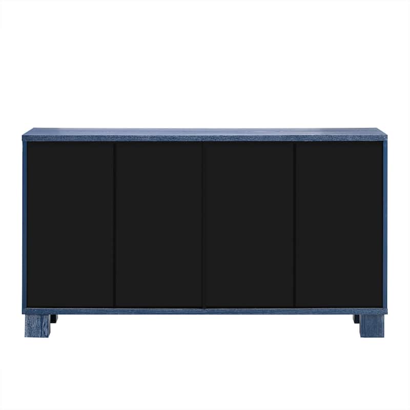 Traditional Wood Sideboard Buffet Cabinet with Adjustable Shelves and Gold Handles