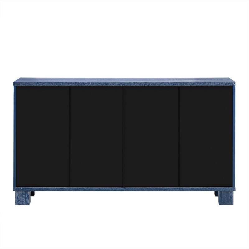 Wood Sideboard with Adjustable Shelves and Gold Handles