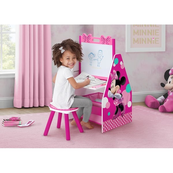 slide 2 of 5, Minnie Mouse Deluxe Kids Art Table - Easel, Desk, Stool, Toy Organizer