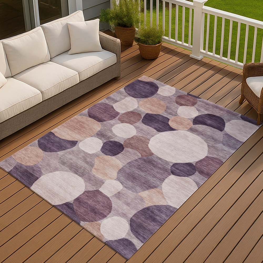 Machine Washable Indoor/ Outdoor Modern Circy Chantille Rug