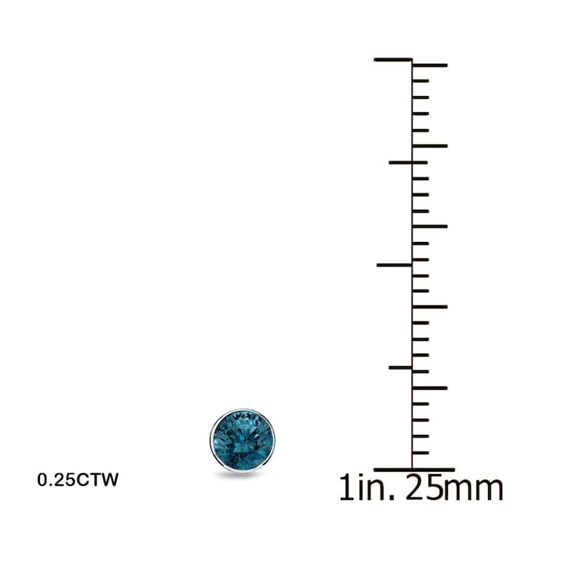Auriya 14k Gold 1/4 to 2ctw Blue Diamond Stud Earrings Bezel-set (I1-I2) - 0.25ct