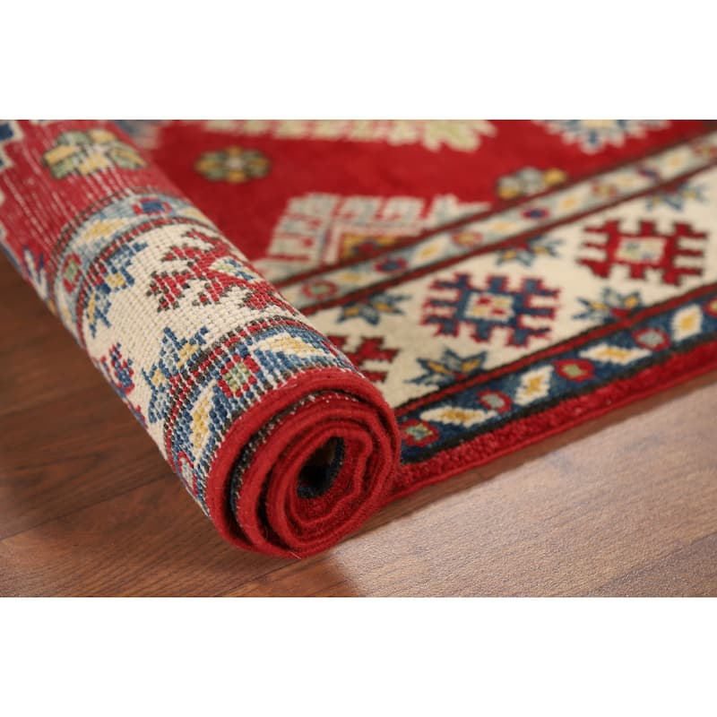 Red Kazak Oriental Foyer Rug Hand-Knotted Wool Carpet - 2'7" x 4'3"