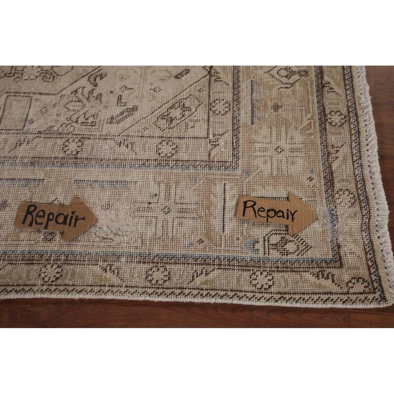 Distressed Tabriz Persian Vintage Area Rug Hand-Knotted Wool Carpet - 6'4" x 9'2"