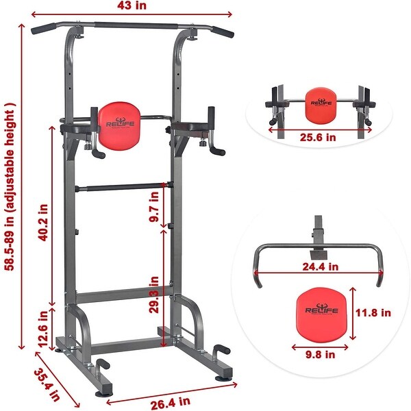 RELIFE REBUILD YOUR LIFE Power Tower Workout Dip Station for Home