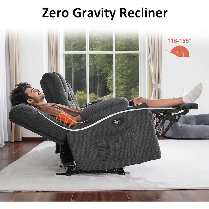 MCombo Electric Power Reclining Sofa with Massage and Lumbar Heat, Fabric 6015/6025/6035/6045