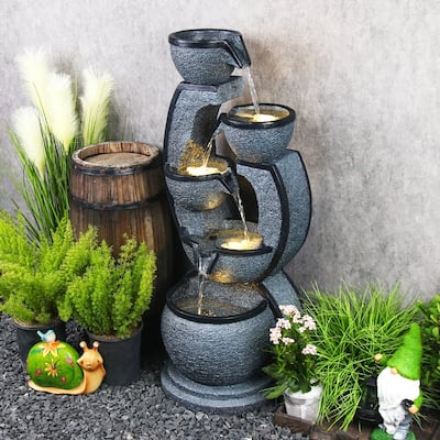 Resin Garden Fountain with Light