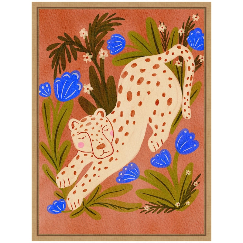 Kate and Laurel Sylvie Leopard in Moroccan Forest Framed Canvas by Nikita Jariwala