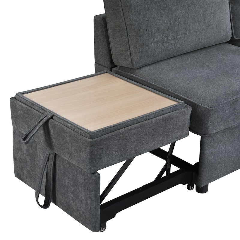 Convertible Multifunctional L-Shaped Sectional Sofa Bed with Dual Pull-Out Sleepers by Harper&Bright Designs