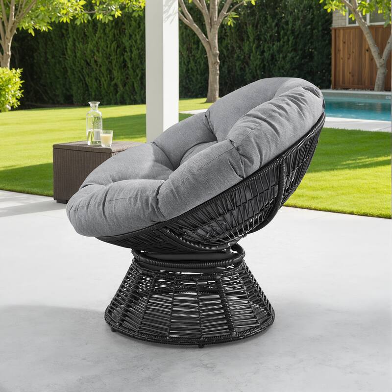 Corvus Holbaek Swivel Papasan Wicker Chair with Cushion