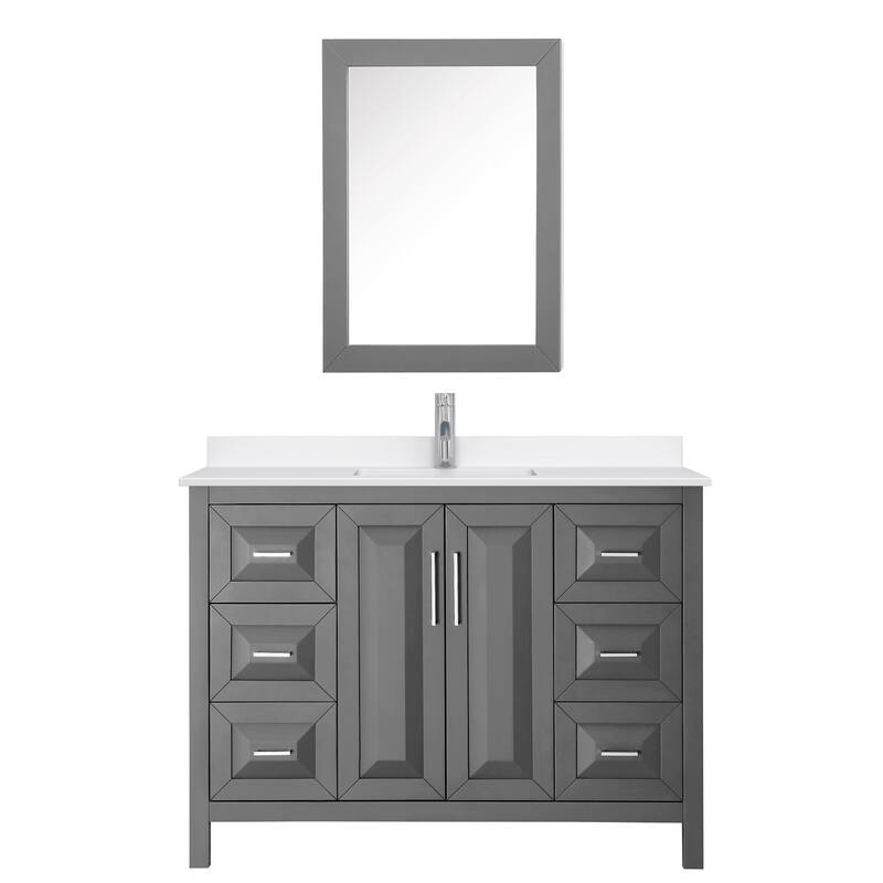 Daria 48-inch Single Vanity, Single Hole Quartz Top, Med Cabinet