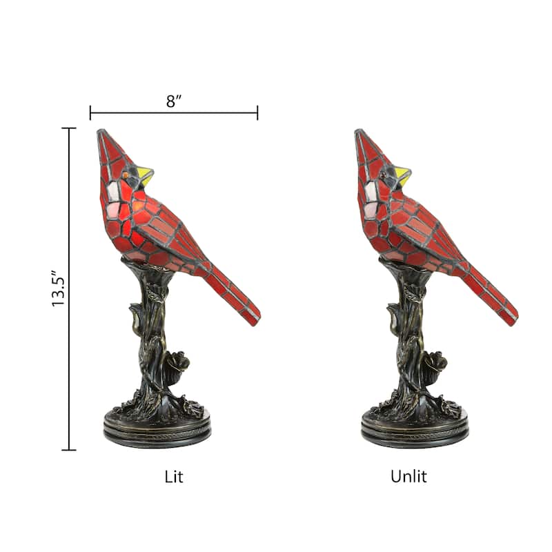 River of Goods Red Stained Glass 13-inch Cardinal Accent Lamp - 8"L x 4.5"W x 13.5"H