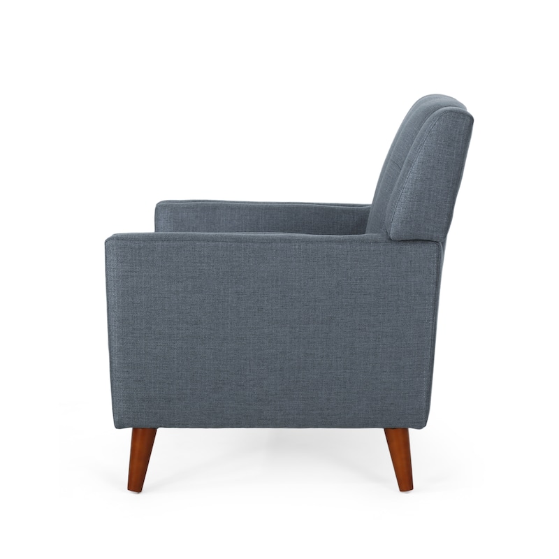 Dark Grey Modern 30.5" Upholstered Button Tufted Arm Chair with Sturdy Rubber Wood Legs
