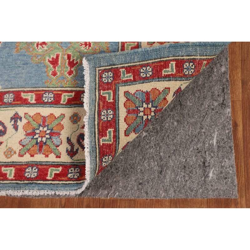 Traditional Kazak Oriental Area Rug Handmade Blue Wool Carpet - 4'11" x 6'9"