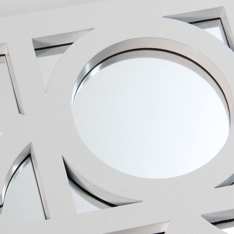 29.5" White Framed Geometric Openwork Rectangular Wall Mirror