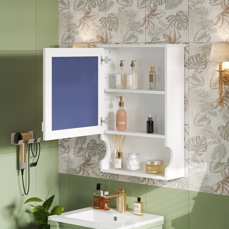20" Wall-Mounted Bathroom Cabinet with Mirror – Space-Saving Storage with Door for Organized Home & Vanity Essentials‌