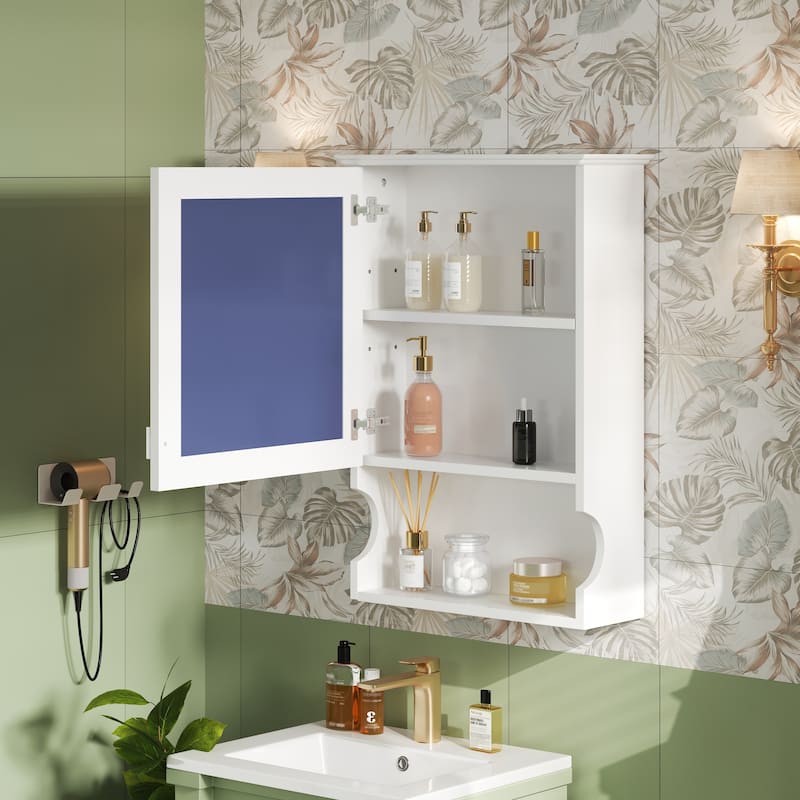 20'' Wall Mounted Bathroom Storage Cabinet with Mirror - White