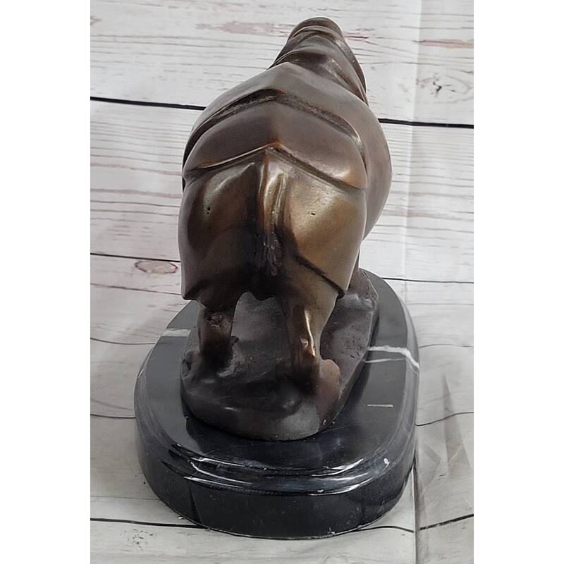 Signed Salvador Dali White Rhinoceros African Rhino Wild Life Bronze Sculpture Statue Art