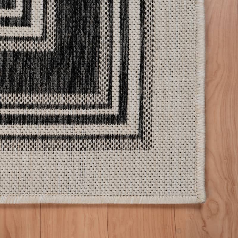 Sevita Framing Striped Bordered Indoor Outdoor Rug
