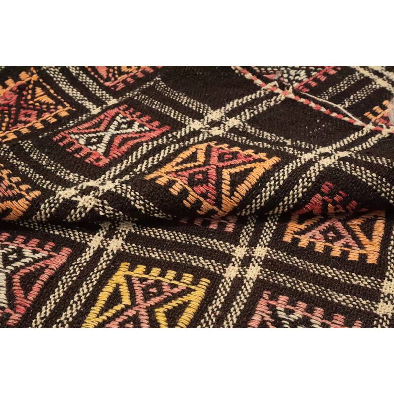 Hand Woven Oriental 100% Wool Carpet Southwestern Tribal Multi-Colored Kilim Runner Rug - 9' 1'' X 4' 2''