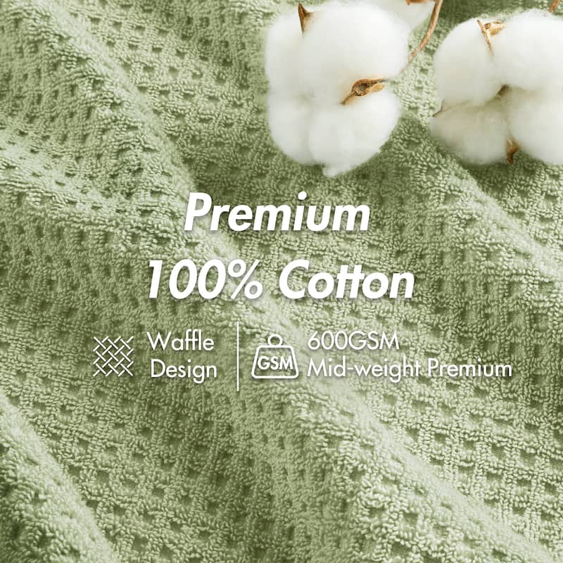 Madison Park Spa Waffle Cotton Waffle Jacquard Antimicrobial Bath Towel 6 Piece Set