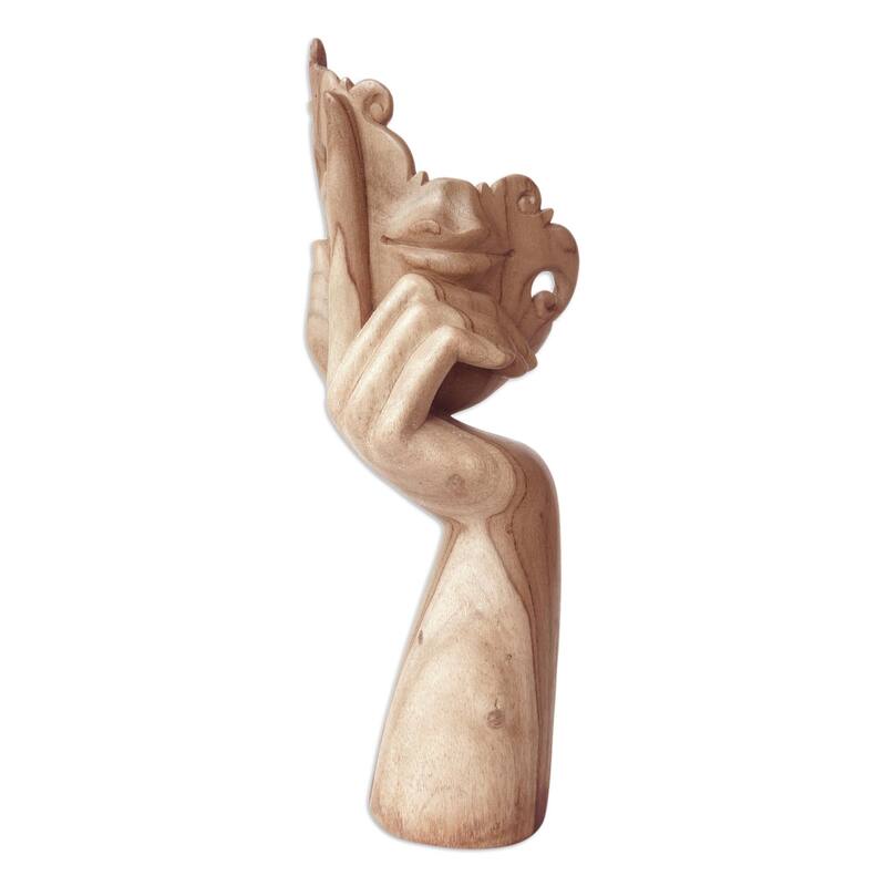 Novica Handmade Seductive Gaze Wood Sculpture