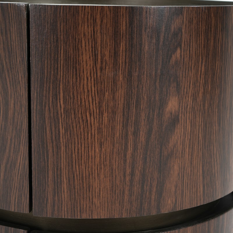 Christopher Knight Home - MDF Italian High-Grade Double-Layer Storage Oval Side Table,