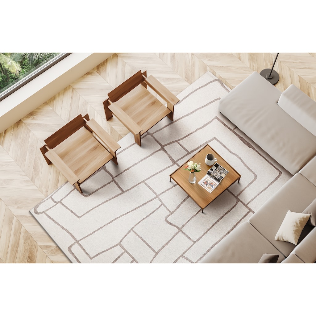 Exquisite Rugs Tangiers Handmade Hand-tufted New Zealand Wool on Canvas Ivory/Beige Area Rug