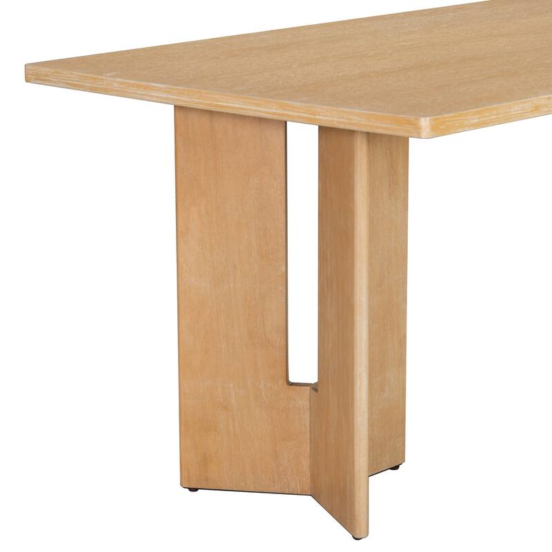 60" Farmhouse Dining Table with Cutout Legs, Rectangular Wood Table for Dining Room & Kitchen