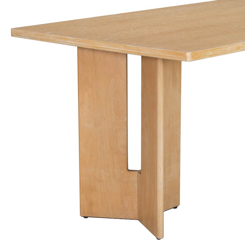 Farmhouse 7-Piece Wood Dining Table Set for 6 Upholstered Chairs Crafted for Comfort and Durability