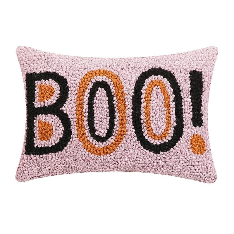 Petite-Sized Boo Wool Hook Pillow - 8"W x 12"L