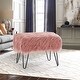 preview thumbnail 16 of 81, Mongolian Fauxfur Ottoman 19"x 13"x17" - Coral Pink