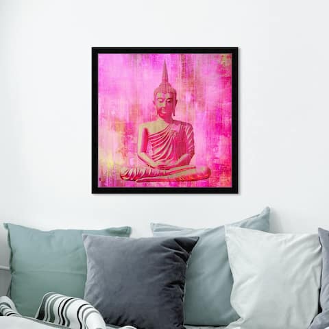 Oliver Gal 'Buddha Pink' Spiritual and Religious Framed Wall Art Prints Religion - Pink, Orange