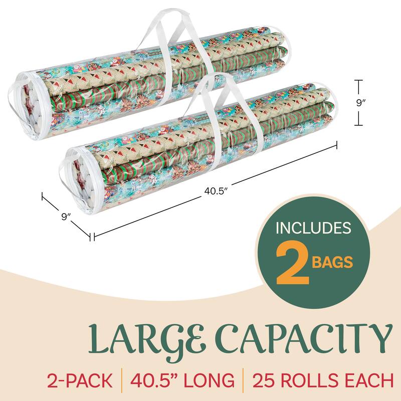 Wrapping Paper Storage - Set of 2 Organizers for 50 Rolls of Gift Wrap by Elf Stor