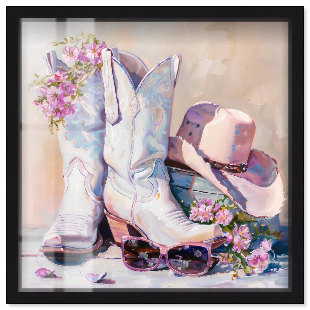 Spring Pink Cowboy Necessities Shadowbox by Art Remedy
