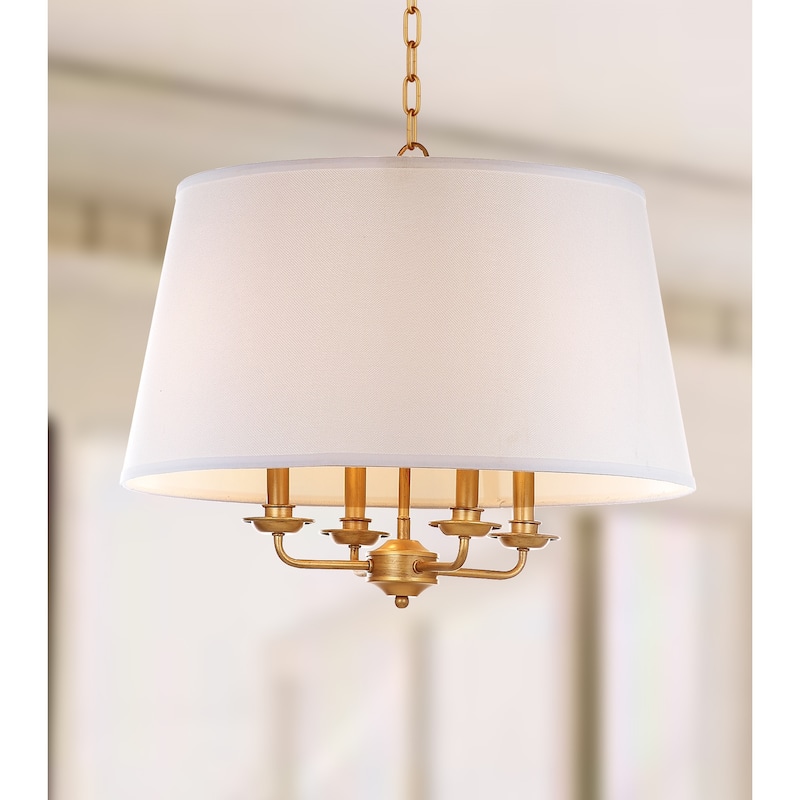 SAFAVIEH Lighting Anika Adjustable 4-Light Gold/ White Pendant - 22"x22"x23-93" - Gold/White - 22Wx22Dx93H