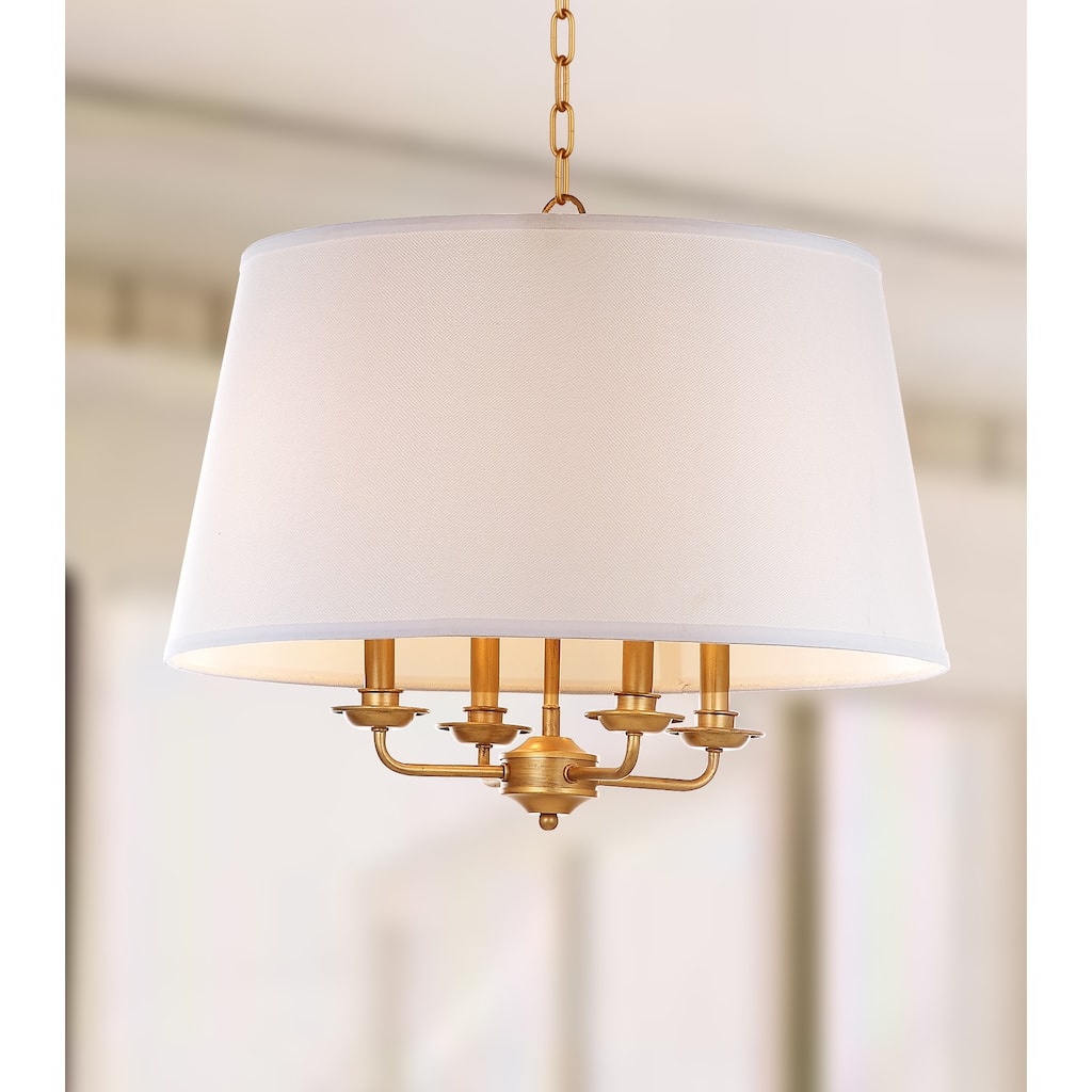 SAFAVIEH Lighting Anika Adjustable 4-Light Gold/ White Pendant - 22"x22"x23-93" - Gold/White - 22Wx22Dx93H