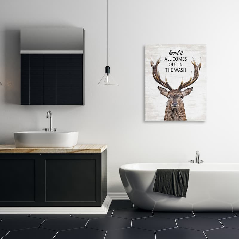 Stupell Laundry Deer Pun Canvas Wall Art Design By Lettered and Lined